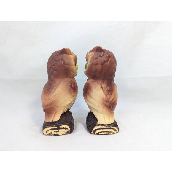 Vintage Ceramic Hand Painted Owl on Log Salt and Pepper Shaker Set- Japan - Picture 6 of 7